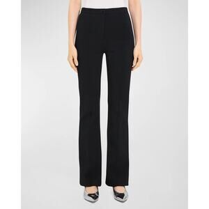 New THEORY Compact Crepe Black Flare Pants Size Large